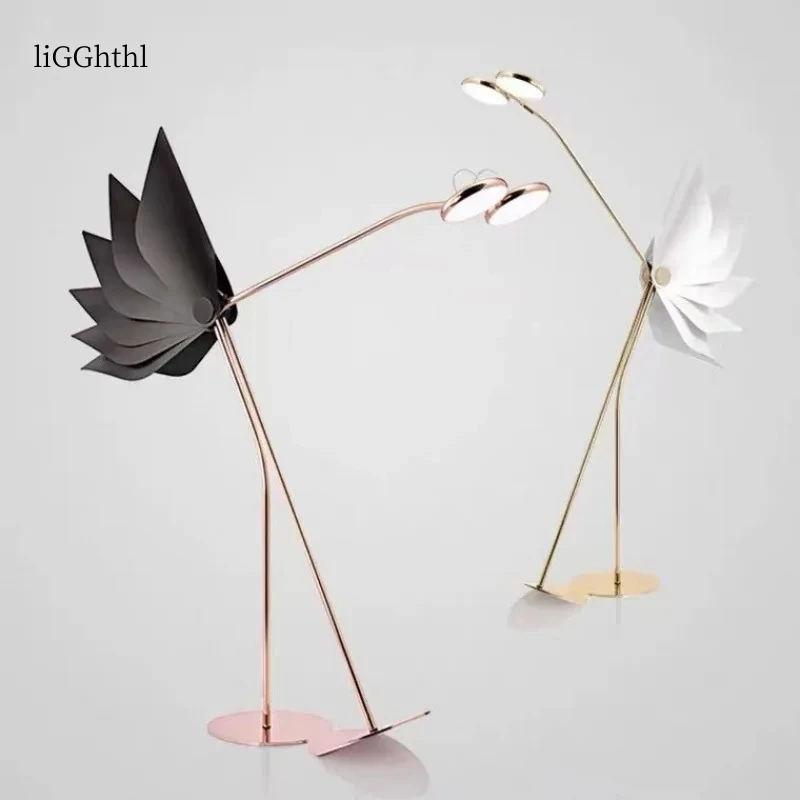 

Nordic Flamingo LED Floor Lamp Personality Fashion Animal Creative Light Decor Home Bedroom Living Room Standing Lights