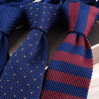 British Style Casual Men's Stripe Retro Knitted Neck Ties Formal Business Navy Red Brown Neckties Handmade Tuxedo Cravat Necktie 1