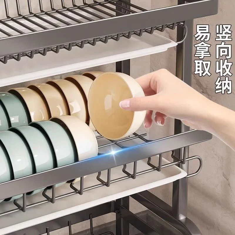 Heavy-Duty Steel Dish Drying Rack For Kitchen Cabinet Countertop Storage Organizer Space-Saving Tableware Accessory Holder 6