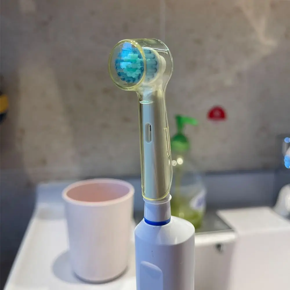 4Pcs Dustproof Electric Toothbrush Cover Portable Transparent Toothbrush Head Protective Cover Replacement Round Head for Oral B