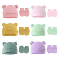 Baby Girl Hat Gloves Set Cotton Newborn Beanie for Girls Accessories Baby Cap Toddler Infant Bonnet Hats New Born Gift 2