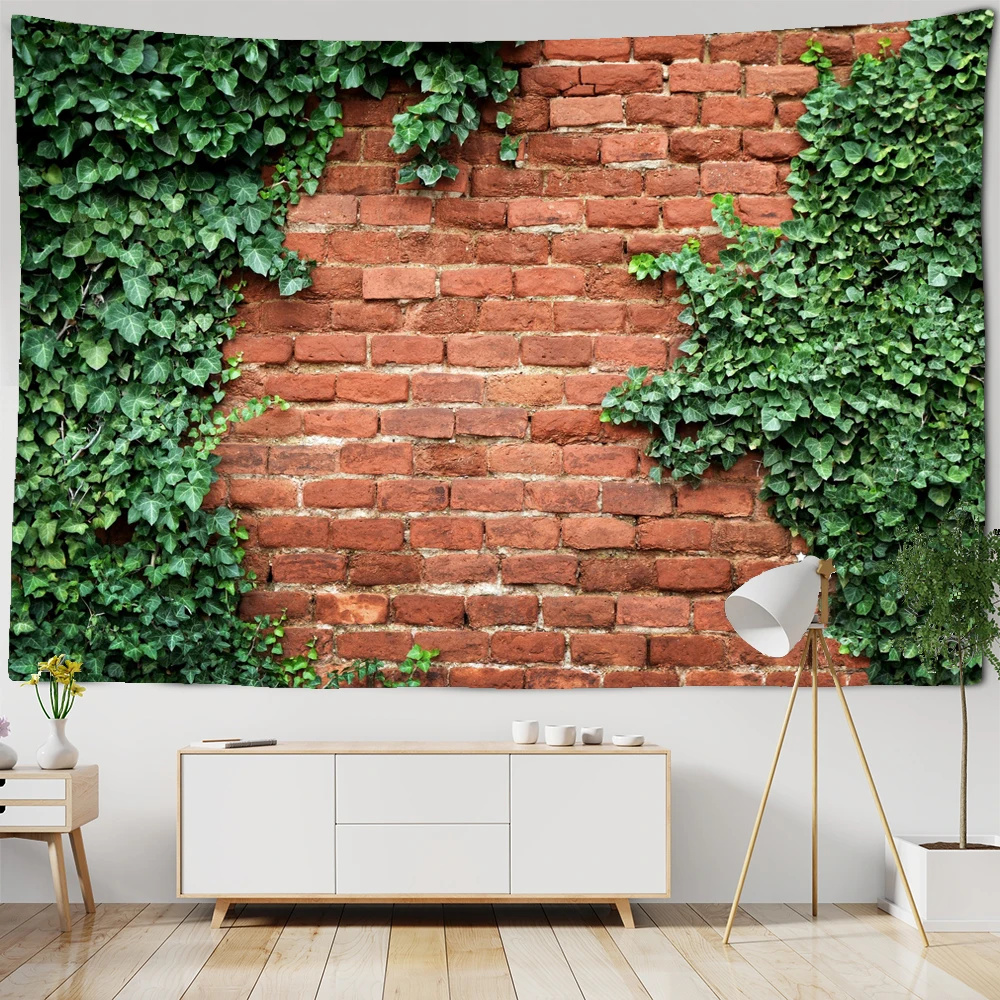 

Rock Brick Wall Vine Plant Printed Large Wall Tapestry Hippie Wall Hanging Bohemian Tapestries Mandala Wall Blanket Art Decor