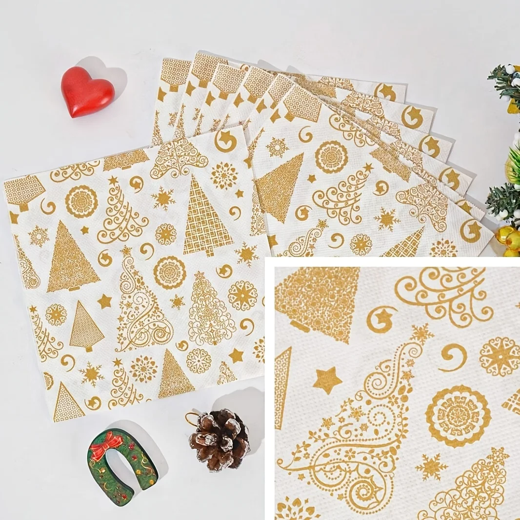 20pcs Snowflake Christmas Tree Atmosphere Napkins Disposable Napkins for Christmas Party Gatherings disposable tableware paper napkins