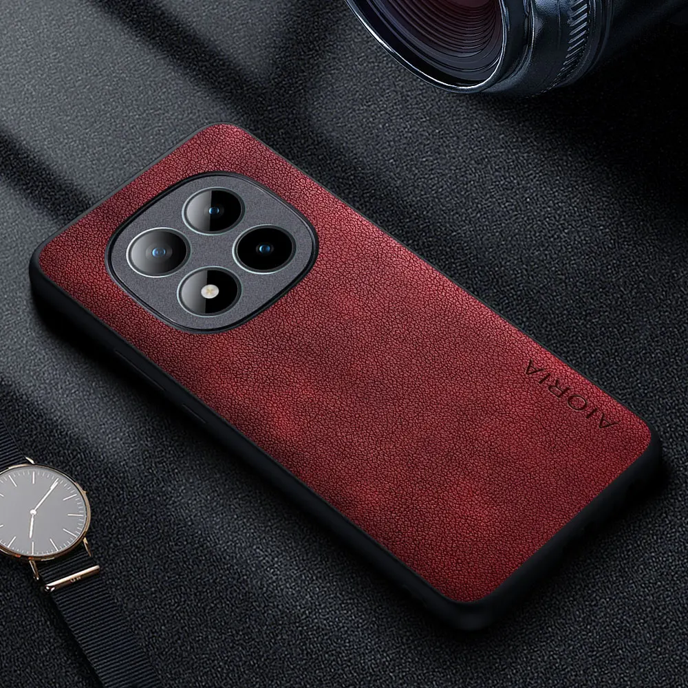 Premium Luxury Leather Phone Case - Retro Business Style Solid Color Cover