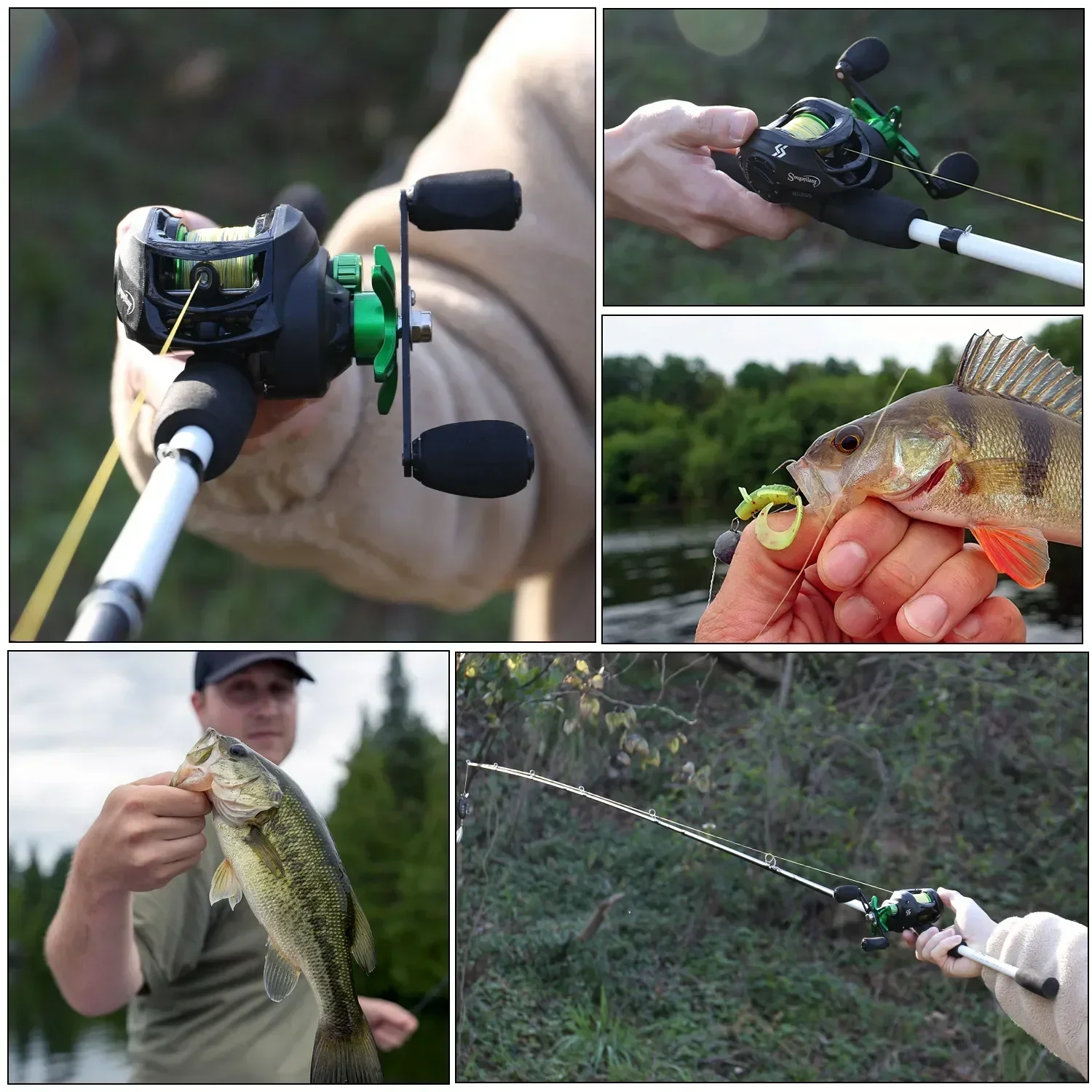 Fishing Rod and Reel Combo Sougayilang Baitcasting Fishing Rod Kits Carbon Fiber 4Sections Casting Rod and Metal Spool Reel for Freshwater Bass Fishing Set