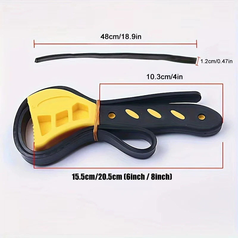 6/8inch Belt Wrench Oil Filter Puller Strap Spanner Chain Wrench Strap Opener Adjustable Disassembly Tool 1Pcs