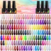 MEET ACROSS 80/20Pcs Glitter Gel Nail Polish Set Summer Sparkly Semi Permanent Hybrid Nail Art Varnish Manicure Kits For Nails 3
