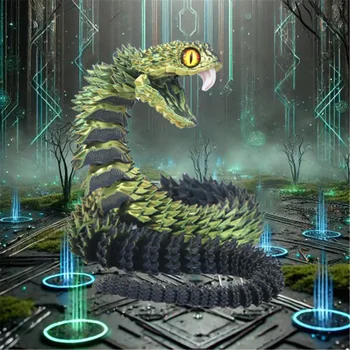 3D Printed 45cm High Quality  Vipers with Teeth Multi-joint Movable for Living Room Home Accessories Decorative Figurines Gift