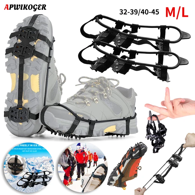 Crampones antideslizantes para zapatos de escalada, pinzas de hielo para  nieve, 1 par, 10 tacos, S/M/L - AliExpress