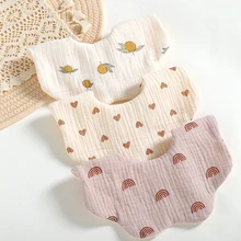 Baby Feeding Bibs 360 Degree 6 Layers Cotton Yarn Petal Infants Lace Saliva Towel Newborn Toddler Soft Cotton Burp Cloth Kid Bib