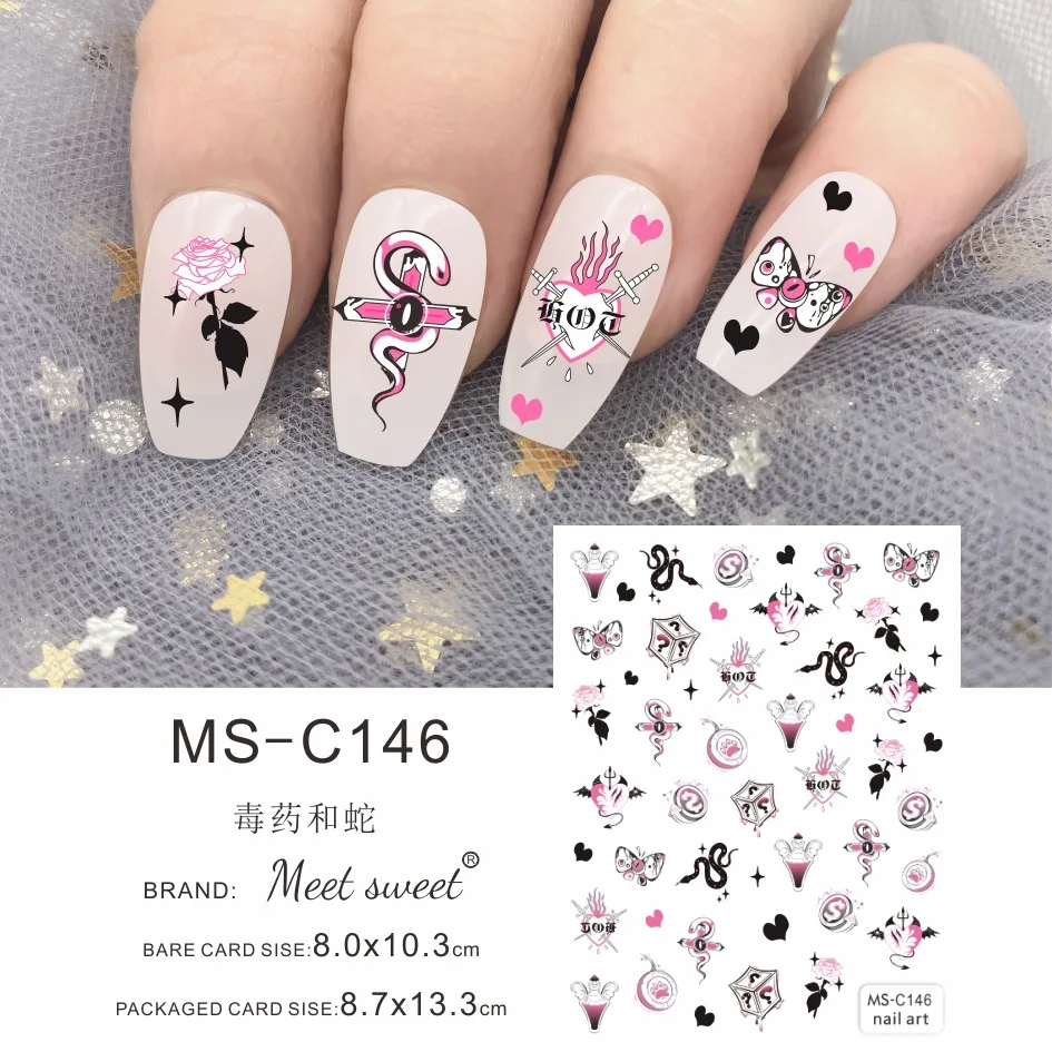 Cartoon Bear Halloween Skull Nails Stickers Black Design Ghost Sugar Skulls Sliders Emozionanti Decalcomanie Per Manicure Per Tutti I Santi