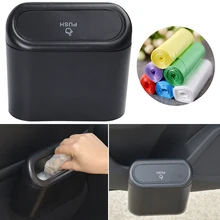 

Car Trash Bin Hanging Vehicle Garbage Dust Case Storage Box Black Abs Square Pressing Type Trash Can Auto Interior Accessories