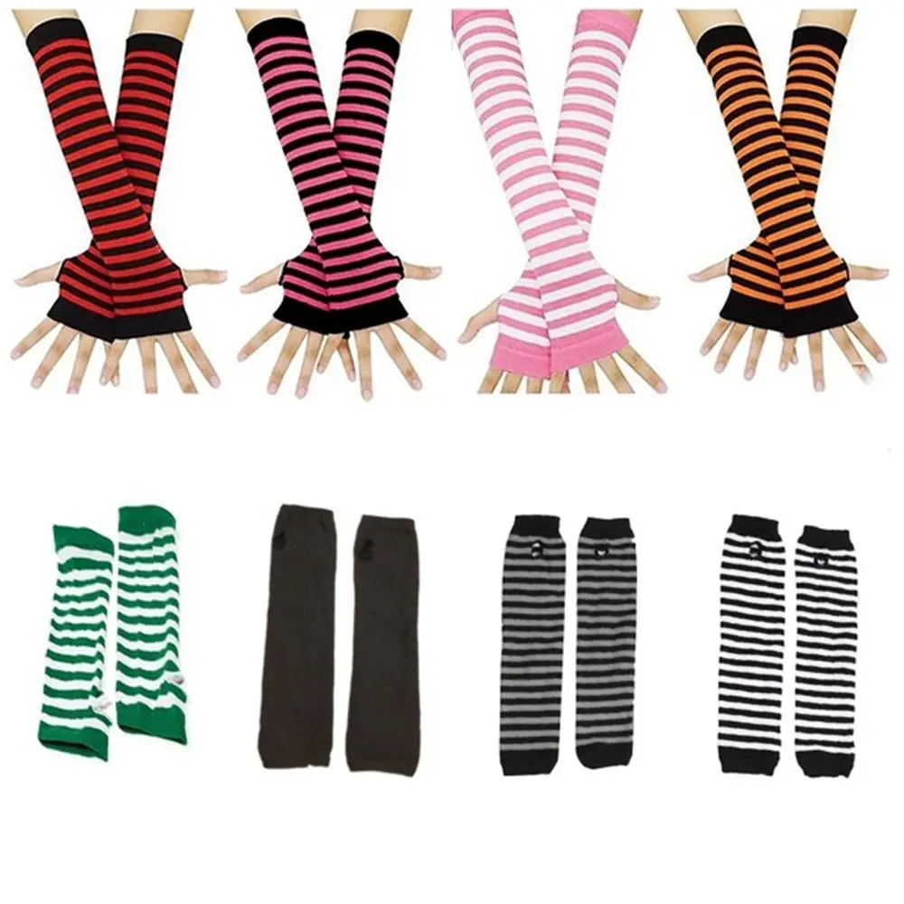 Women Girls Long Sleeve Arm Cover Fingerless Long Glove Elbow Mitten Knitted Gloves Wristband