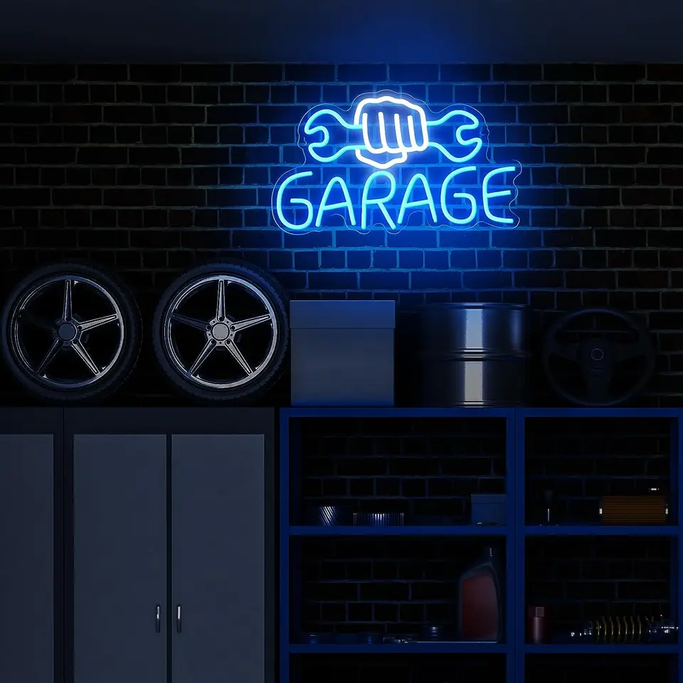 Insegna al neon personalizzata per garage, Garage Light Up Sign, Garage Led Sign, Garage Nome Neon Sign, Cartello Garage personalizzato per gli uomini, Decorazione della parete del garage