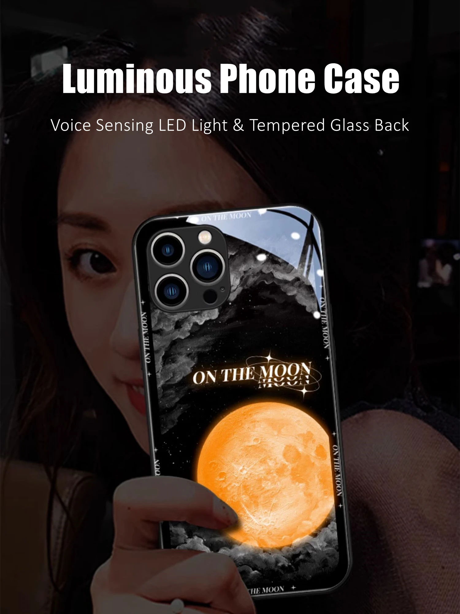 

Moon Colorful LED Light Glowing Luminous Tempered Glass Phone Case for Samsung S24 S22 S23 Note 10 20 A14 A54 A73 Plus Ultra