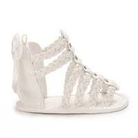 0-18Months Summer Roman Sandals Open Toe Woven Solid Color High Cut Minimalist Rivet Girl Baby Fashion Flat Sandals 3