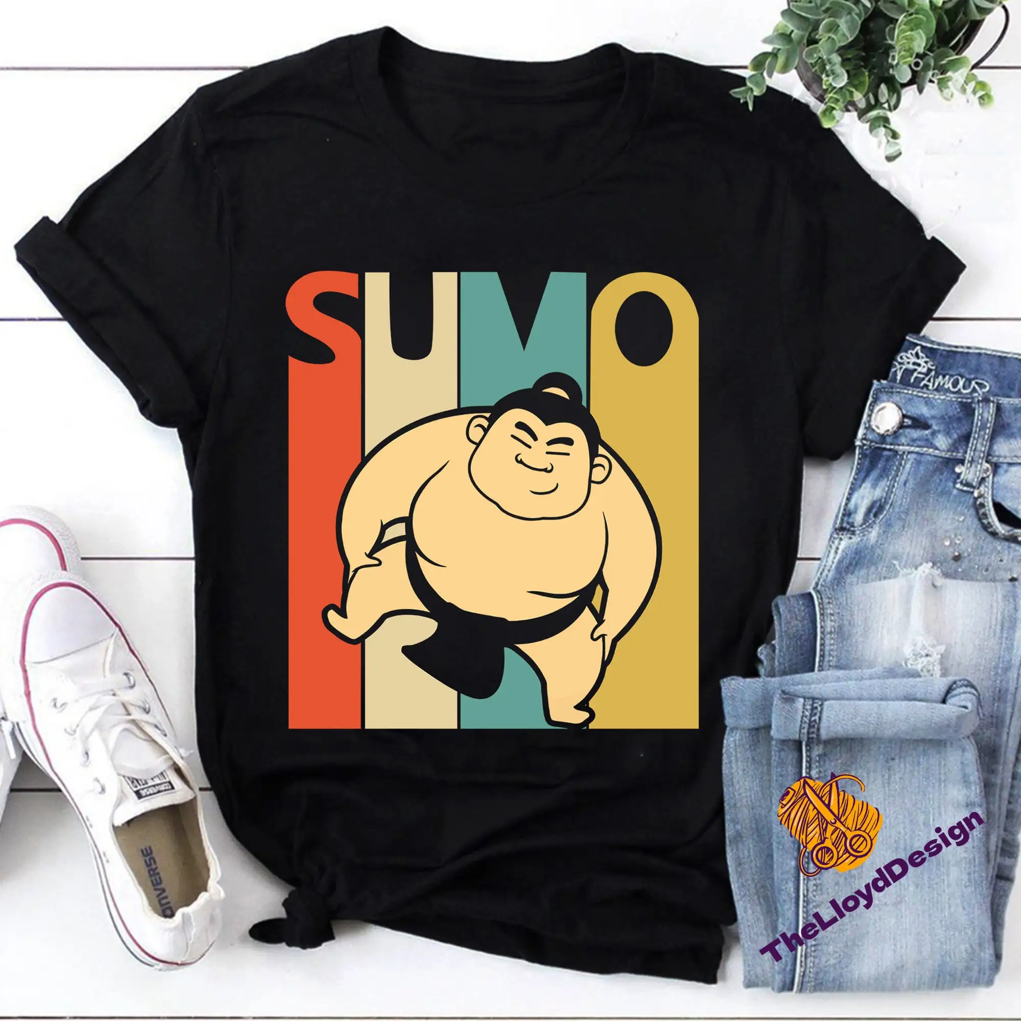 Maglietta Da Wrestling Sumo Giapponese Vintage Carino Maniche Lunghe O Corte