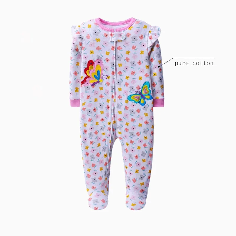Newborn Infant Baby Boy Girl Clothes Long-Sleeve Print Romper Toddler Girls Jumpsuit Pure Cotton Kids Pajamas For a 0-12 Months