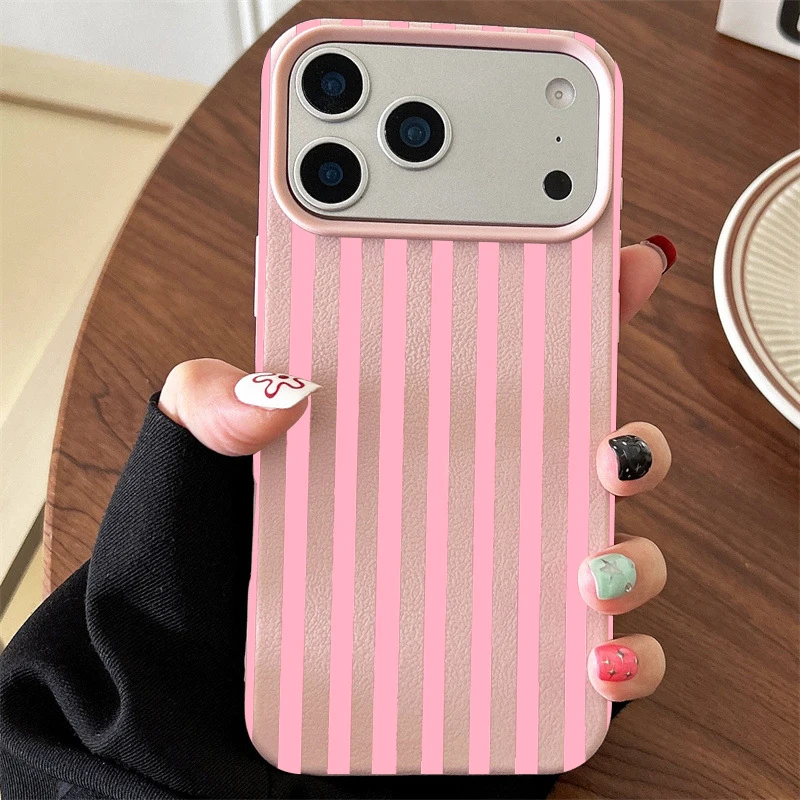 Minimalist INS Phone Case For iPhone 17 16 15 Pro Max XS X XR 7 8 Plus 16E 16 17 13 14 12 11 Pro Colorful Striped Couple Cover 5