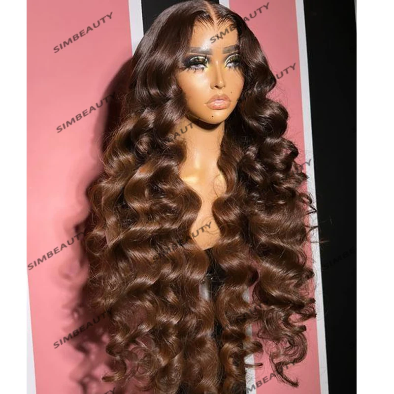 

Glueless Remy Pre Plucked 13x6 Lace Front Deep Body Wave Dark Chocolate Brown Human Hair Wigs for Women with Natural Hairline