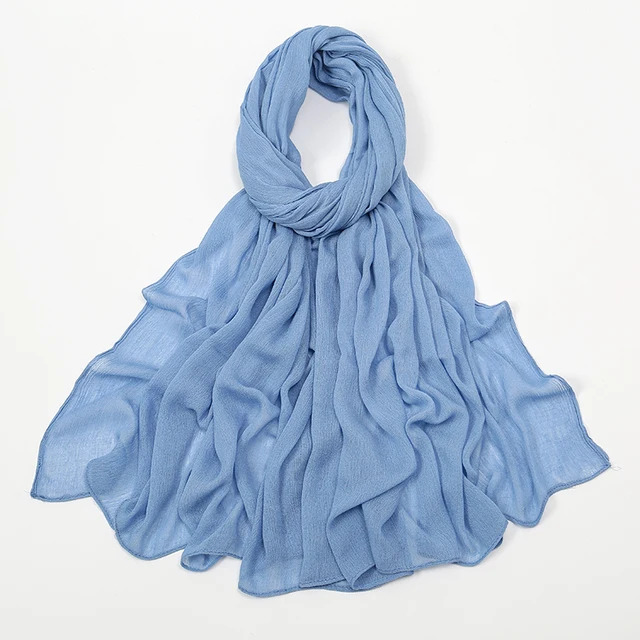 Nouveau Hijab en rayonne froissé pour femmes, écharpe musulmane, châles longs, Turban islamique solide, bandeau Heascarf, bandeau Ramandan