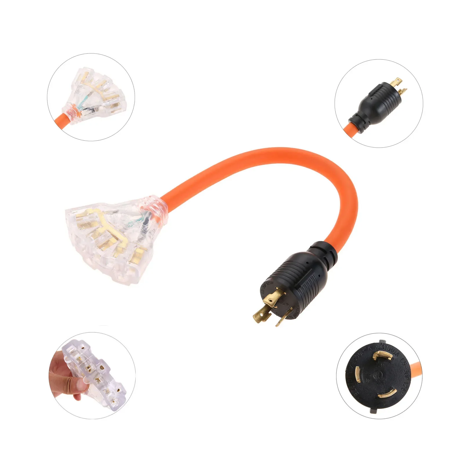 発電機コード アダプター L5-30P~5-15R RVピグテールShore電源 発電機コード アダプター L5-30P～5-15R RVピグテールShore電源