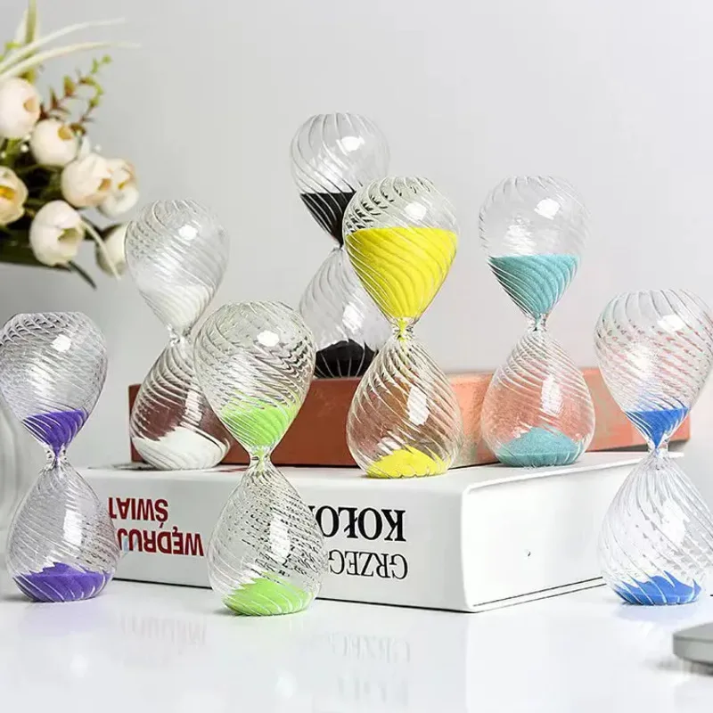 5/15/30 Minutes New Glass Hourglass Multi-Coloured Sand Timer Threaded Sand Clock Family Table Decoration Crafts Children's Gift 5