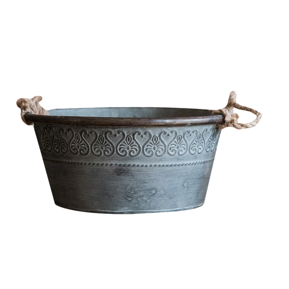 

Vintage Metal Flower Vase with Handle Bucket Vintage Style Flower Bucket Storage Bucket Vintage Farmhouse Vase for Home Office