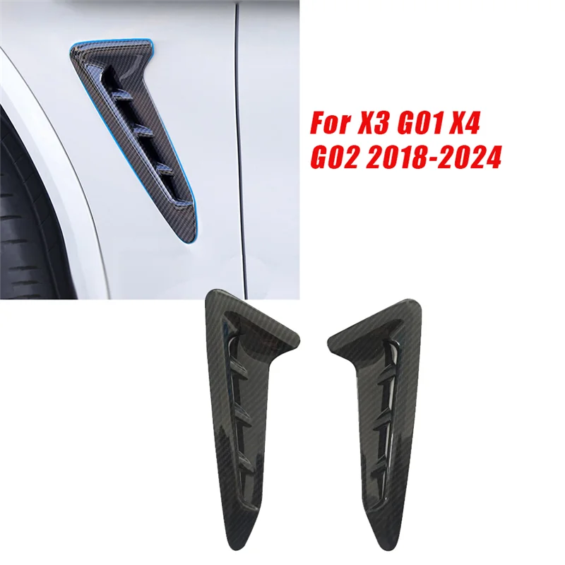 BMW X3 G01 X4 G02 2018-2024 자동차 스타일링 벤트 펜더 액세서리 카본 파이버 1쌍 앞쪽 펜더 에어 아울렛 커버 트림