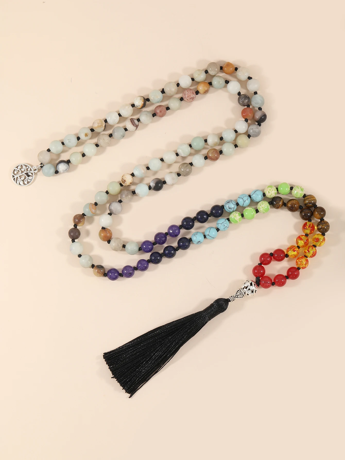 

OAIITE 8mm Amazon Necklace 7 Chakra Balance Purified Reiki Energy Stone 108mala Beads Prayer Necklace for Men Women Jewelry
