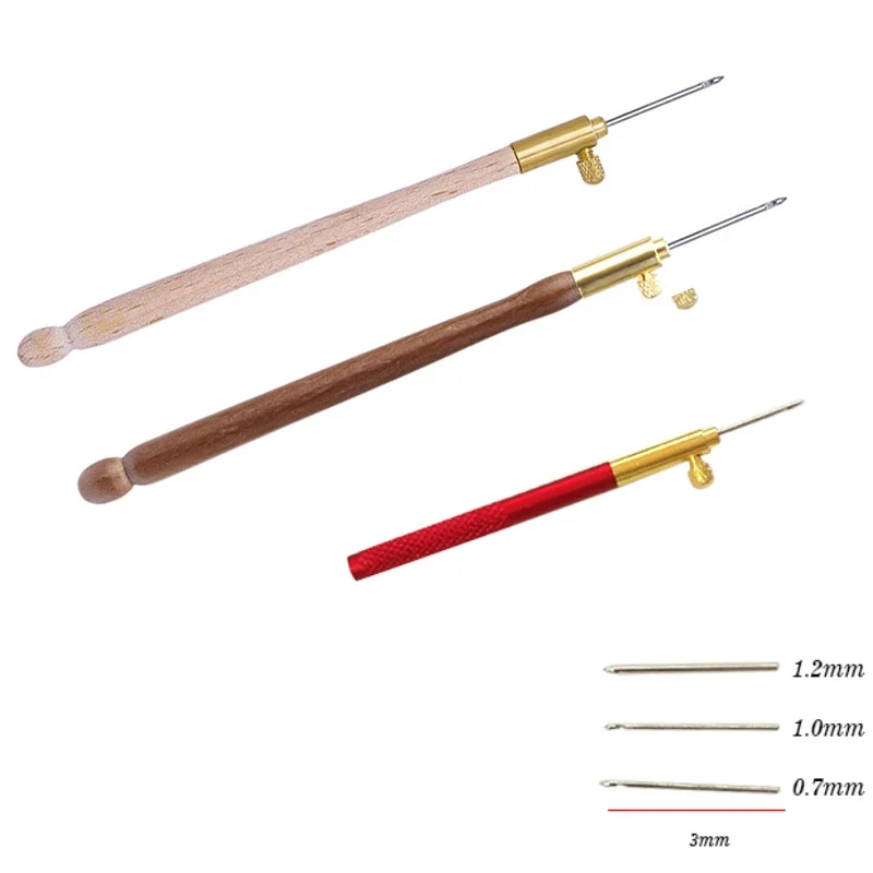 French Wooden Crochet Embroidery Punch Needles Wooden Handle Crochet Hook Cross Stitch Kit Sewing Knitting Tools sewing needles crochet needles sewing knitting tools
