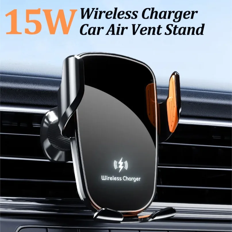 15W Car Wireless Charger 360° Rotation Air Vent Cellphone Bracket For iPhone 16 15 14 13 12 Samsung Xiaomi Fast Charging Station
