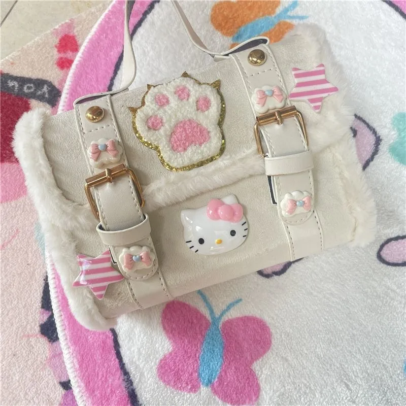 MBTI Y2k Hello Kitty Womens Shoulder Bag Harajuku Fashion Square Lolita Jk Cute Crossbody Bag Original Small New Kawaii Handbag