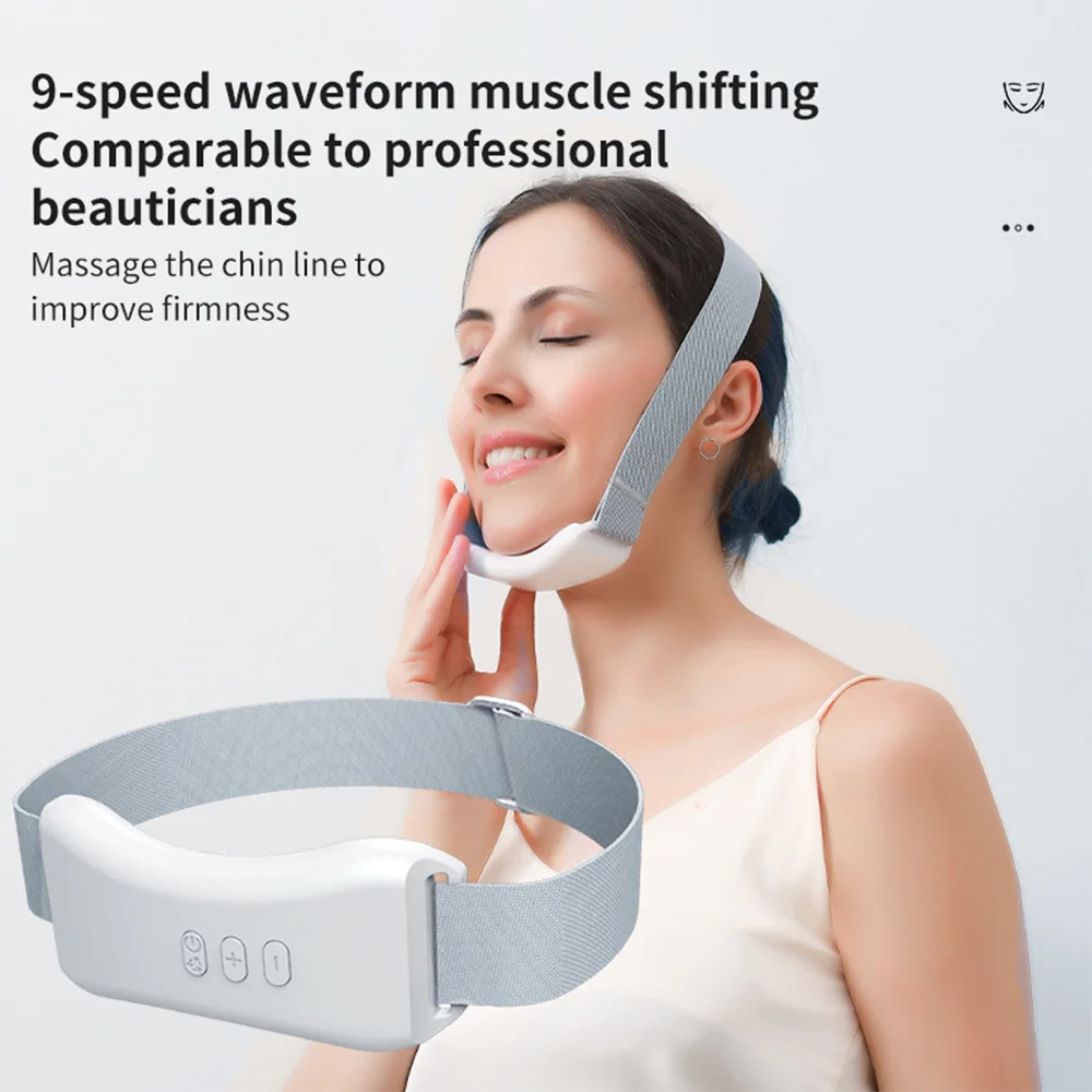Electric V Face Lifting Massager Ems Microcurrent Beauty Device Vibration Facial Massager for Double Chin Removal V-Line Shaping
