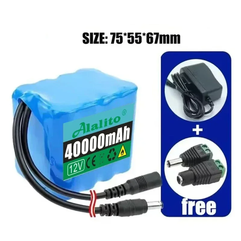 Nwe Portable Super 12V Battery Rechargeable Lithium Ion Battery Pack Capacity DC 12.6v10Ah CCTV Cam Monitor+Charger 20Ah-50Ah 4