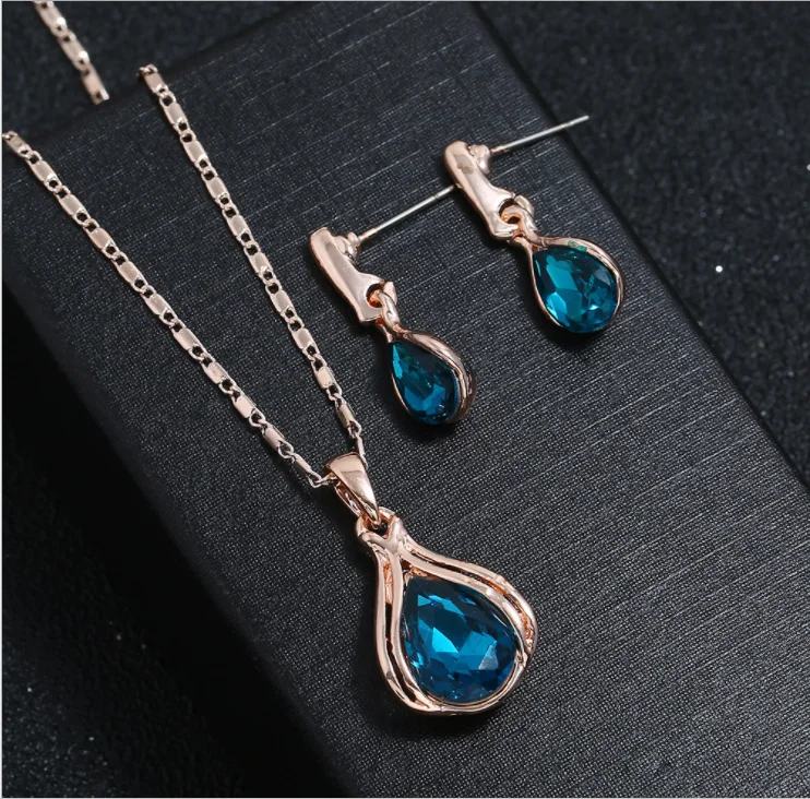 3pcs/set Jewelry Sets Necklace Pendant Earrings Fashion Spiral Shaped Crystal for Hook Earrings Necklace Ear Pendants