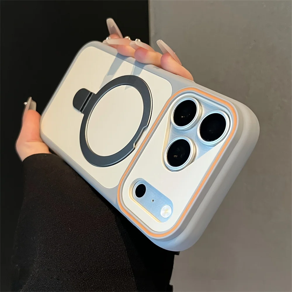 Luxury Magnetic Metal Ring Holder with Wireless Charging Armor Cover
