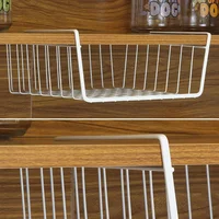 Hanging Mesh Storage Basket, Wire Shelf Rack for Cupboard Under Desk Closet,S L Size Iron Organizer, Space Saving Slide-On Mount 6