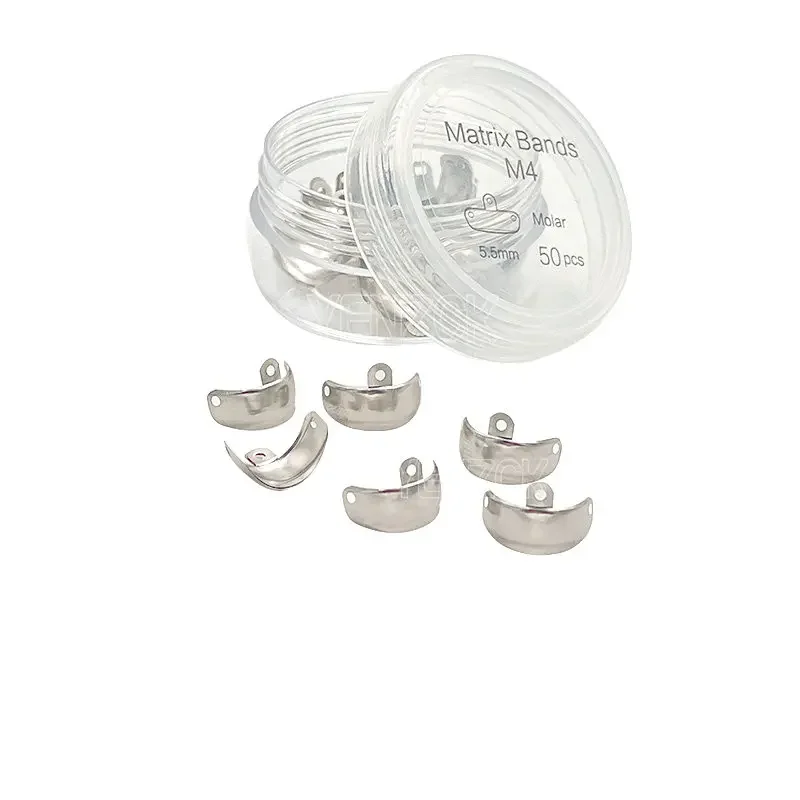50pcs Dental Metal Matrices Bands with Holes Dental Sectional Contoured Bands Tofflemire Stuck Dentist Tools