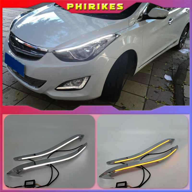 

2Pcs For Hyundai Elantra 2012-2015 LED car DRL Daytime Running Light Daylight Waterproof Signal lamp lights
