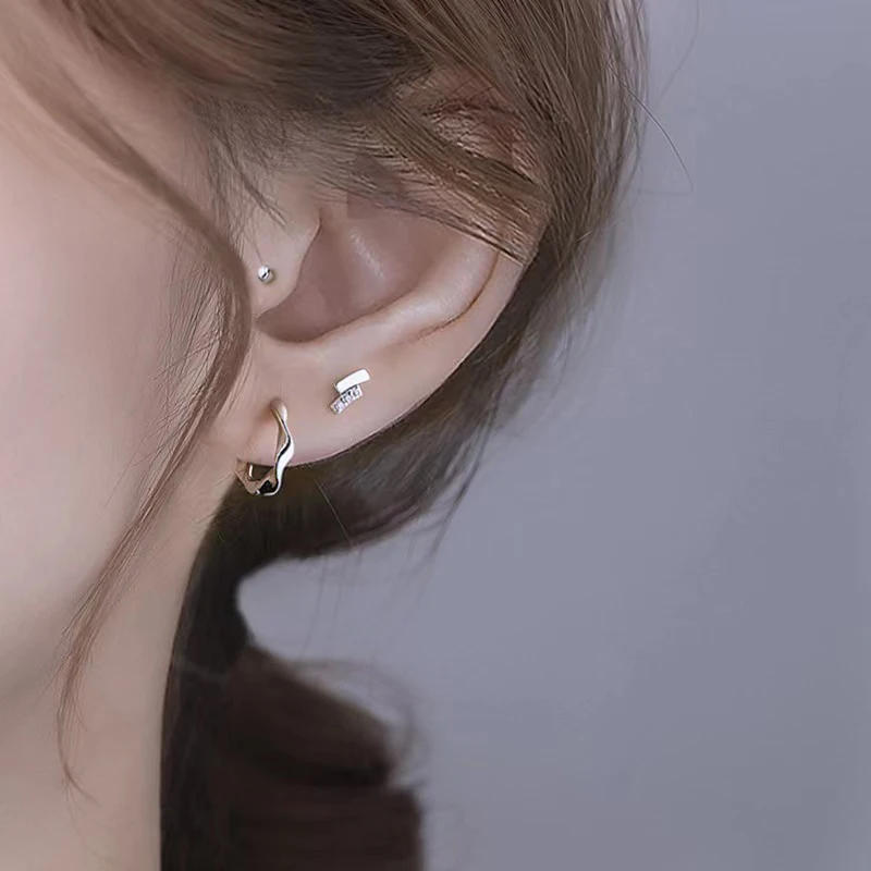  귀 바늘 여성을위한 빈티지 작은 후프 귀걸이 기하학 라운드 실버 귀걸이 파티 패션 쥬얼리 선물