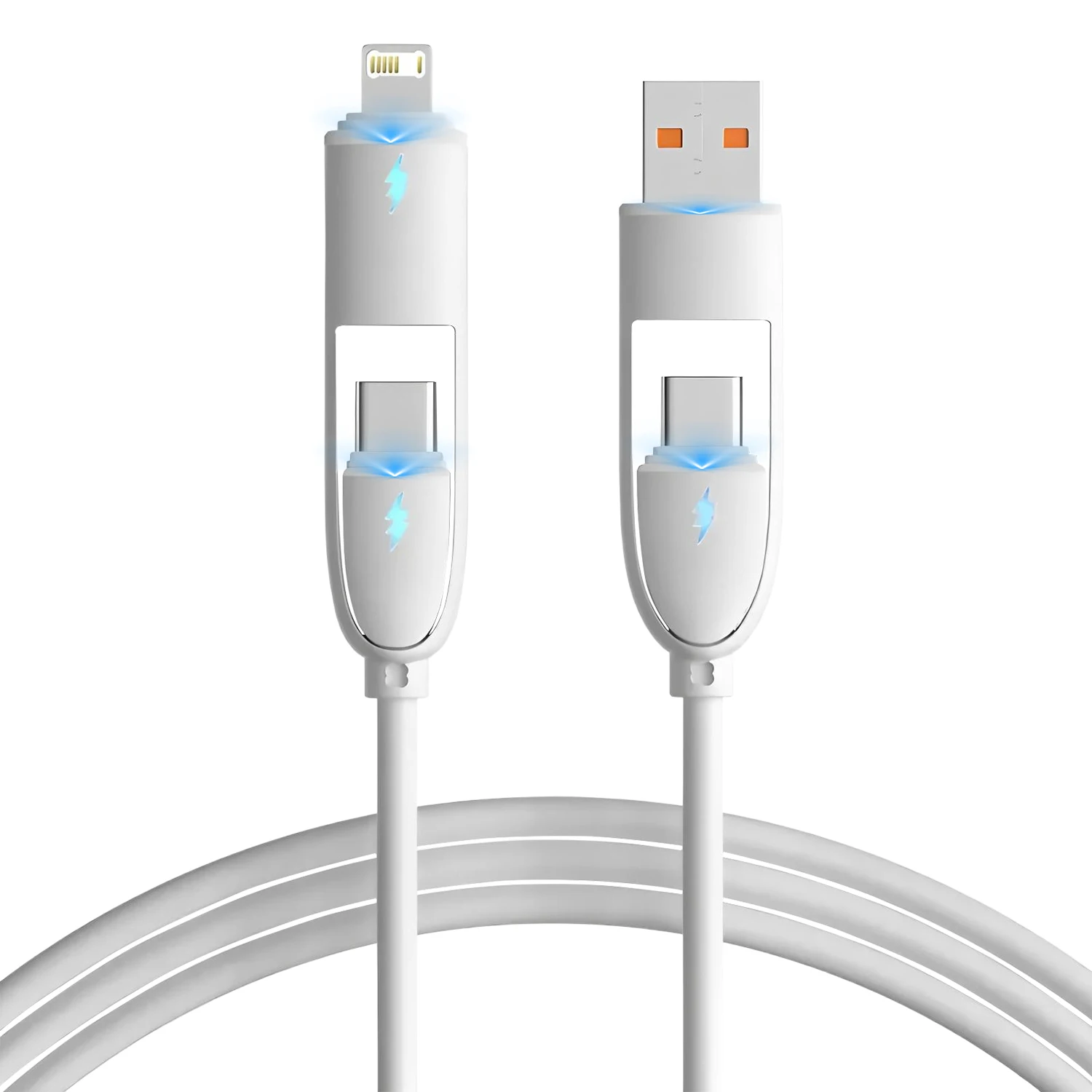 240W 4-in-1 PD 케이블 초고속 충전 데이터 케이블 USB to Type-C 케이블 (아이폰, 삼성, 화웨이 태블릿용) USB C to Type C 케이블