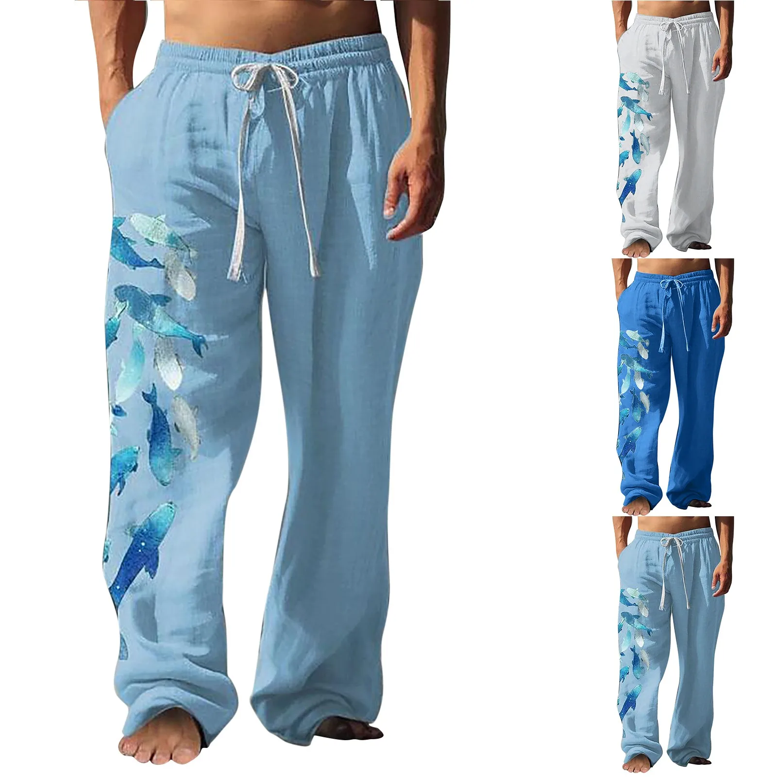3D Print Men's Side Pockets Elastic Drawstring Design Pants Trousers Chinos Pants Men Stretch Tie Glitter Women