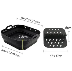 Reusable Heat - Resistant Silicone Air Fryer Liner with Divider - Easy Clean and Dishwasher Safe (Black)