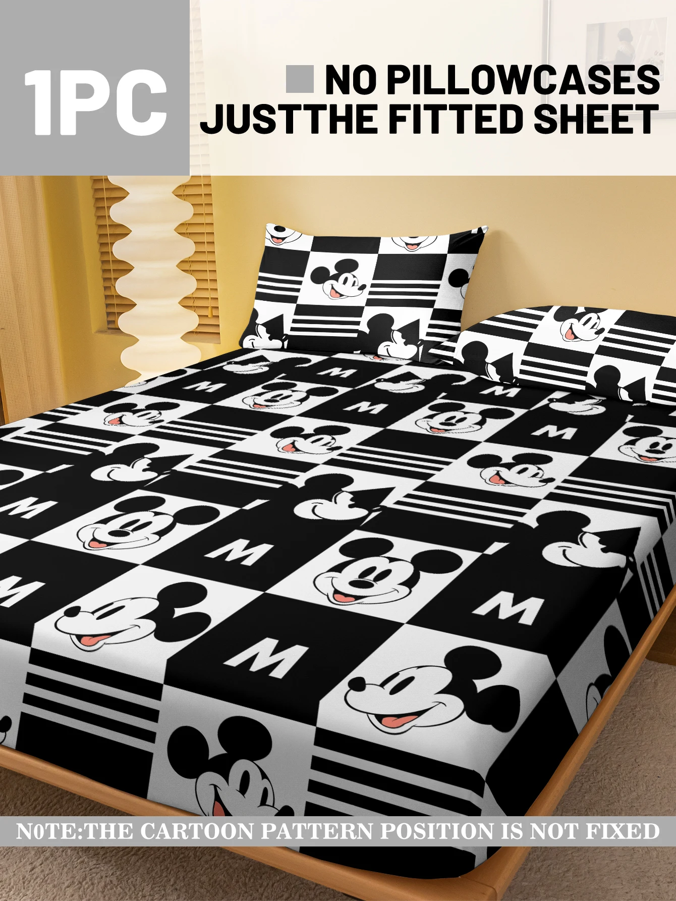 1 cartoon cute Mickey pattern digital printed frosted Fitted Sheet,bedroom printed bed cover,bedding(No pillowcase) 6