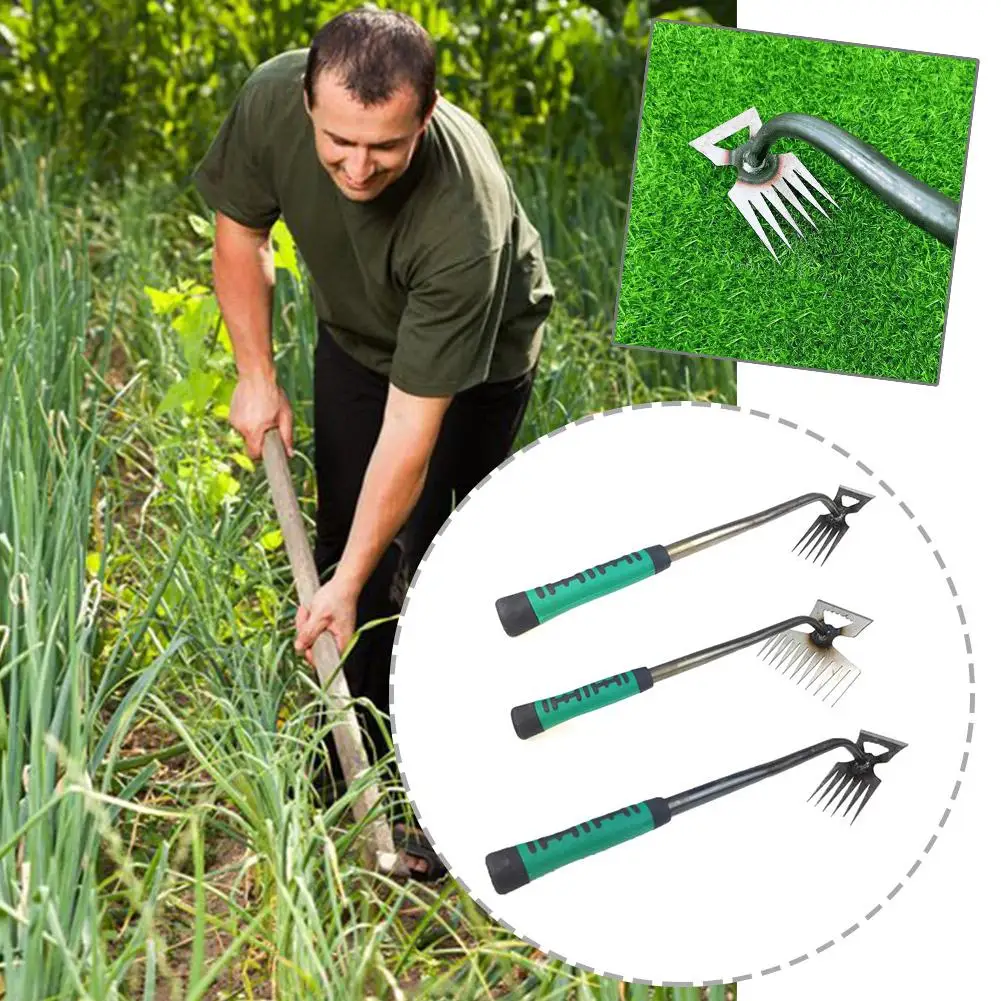2 In 1 Garden Rake Manual Weed Grass Rooting Tool Puller Shovel 5/6/11 Tooth Weeding Removal Hand Gardening Loose Soil Tool 3