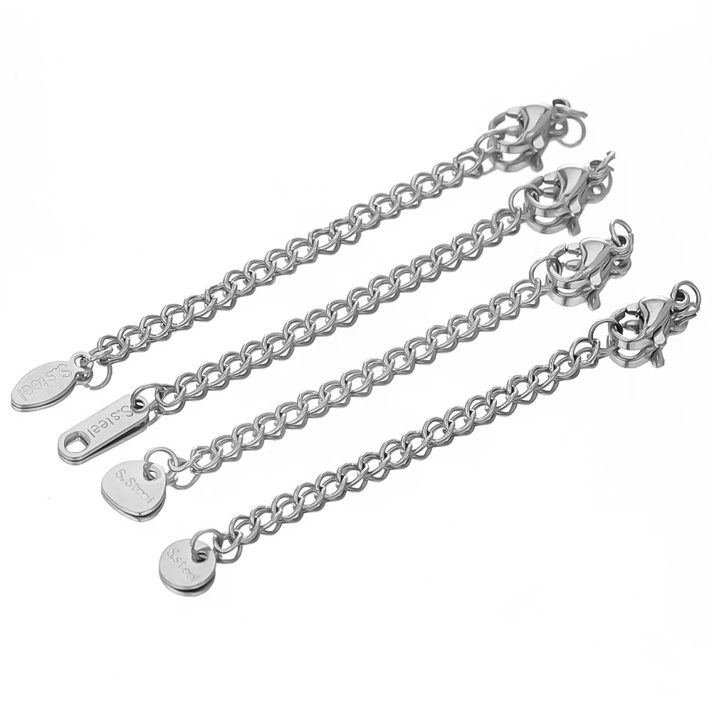 10 Stück goldfarbene Edelstahl-Verlängerungsketten mit Karabinerverschlüssen, Verbindungsstücke für DIY-Armbänder und Halsketten.