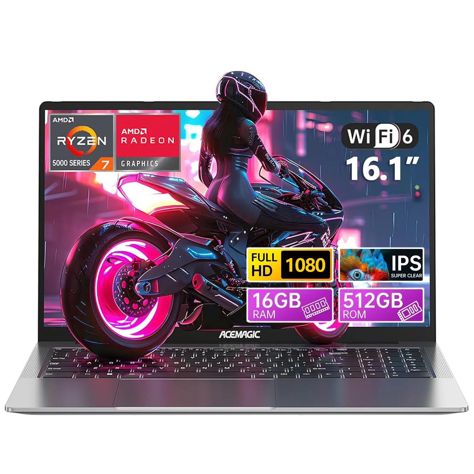 ACEMAGIC AX16Pro Gaming Laptop 16.1″ IPS FHD AMD Ryzen™ 7 5700U Notebook 16GB DDR4+512GB PCI-E 53.58WH Windows 11 Computer ACEMAGIC AX16Pro Gaming Laptop 16.1″ IPS FHD AMD Ryzen™ 7 5700U Notebook 16GB DDR4+512GB PCI-E 53.58WH Windows 11 Computer