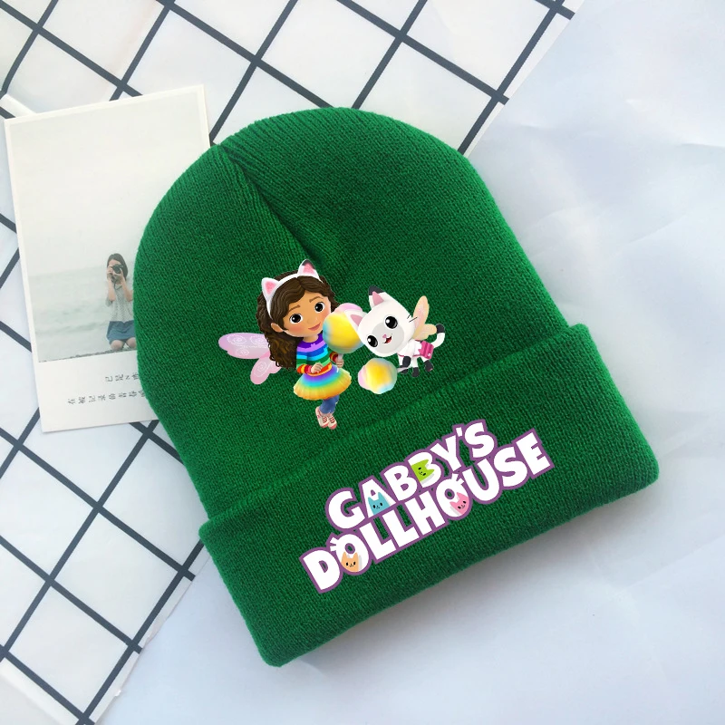 Gabby Dollhouses Kids Cartoon Cute Knitted Hat Bambini Anime Printed Knit Cap Winter Girls Warm Hats Boys Fashion Casual Caps