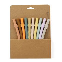 Colorful Silicone Reusable Easy - to - Clean Straight Straws for Children, Food - Grade Household Set (Set)